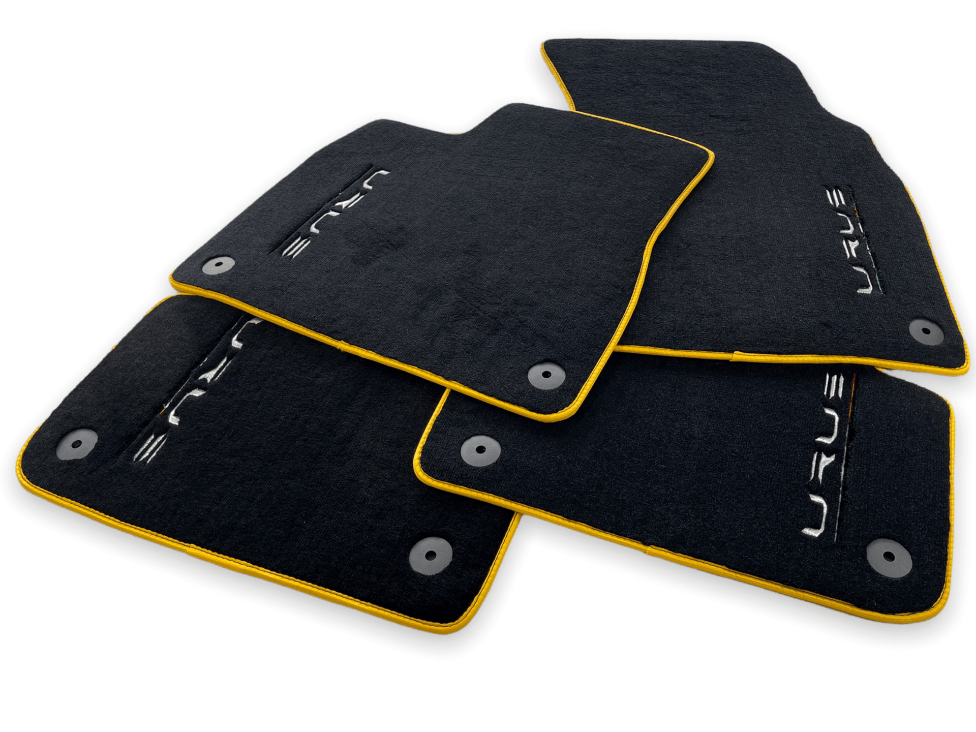 Floor Mats For Lamborghini Urus Black Tailored With Yellow Trim - AutoWin