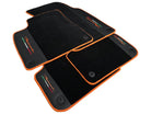 Floor Mats For Lamborghini Urus Performante Leather And Orange Trim - AutoWin