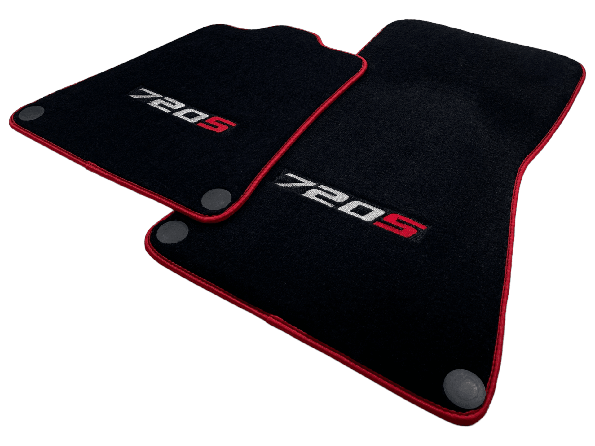 Floor Mats For McLaren 720S Black Tailored With Red Trim - AutoWin