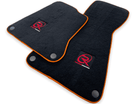 Floor Mats For McLaren MP4 12C Black Tailored Carpets Orange Trim - AutoWin