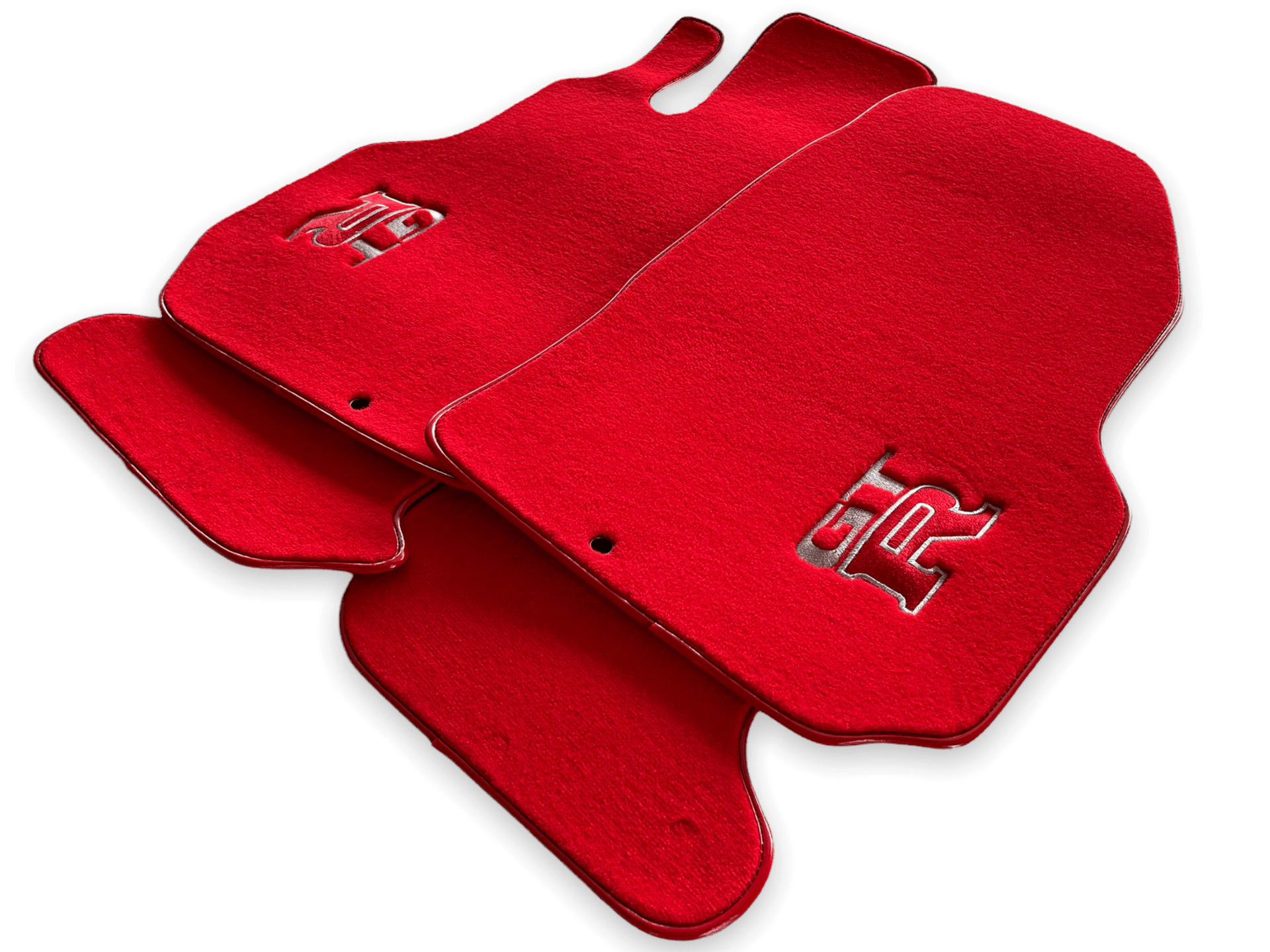 Floor Mats for Nissan GT-R - Tailored Red Carpets Set with GTR Emblem | AutoWin