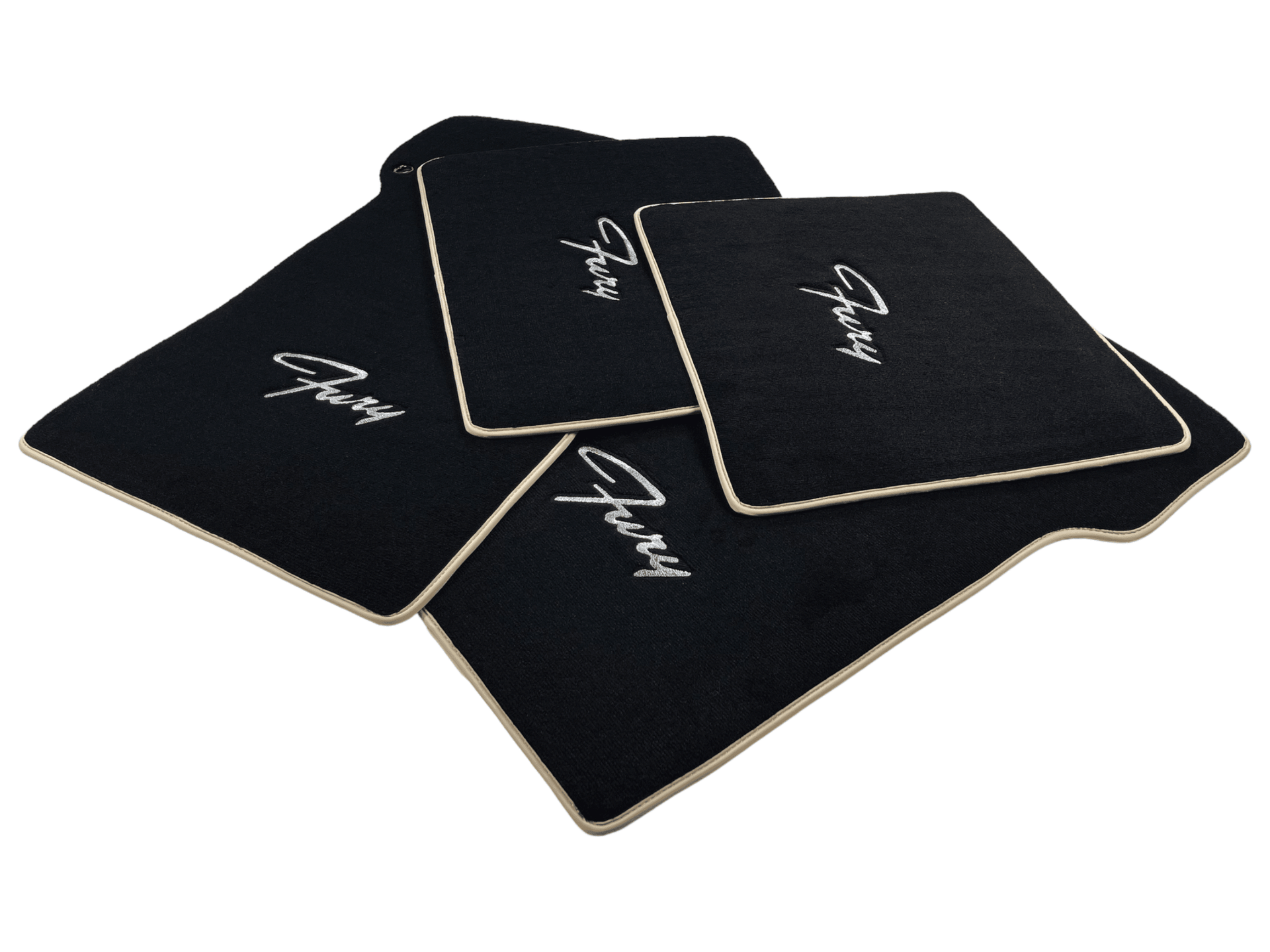 Floor Mats For Plymouth Fury 1957-1968 Black With Beige Trim - AutoWin
