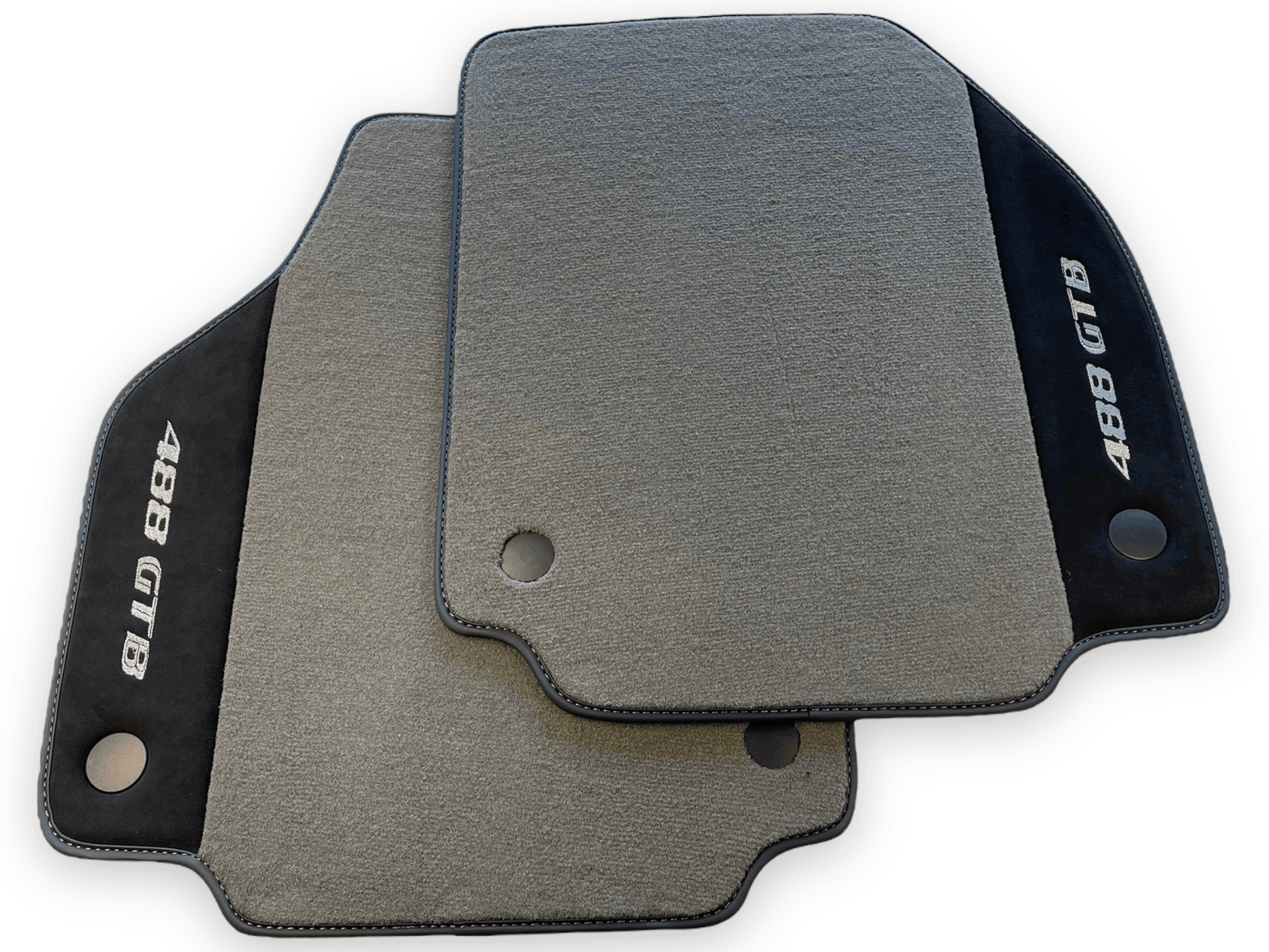 Gray Floor Mats For Ferrari 488 GTB 2015-2022 Carpets With Alcantara Leather - AutoWin