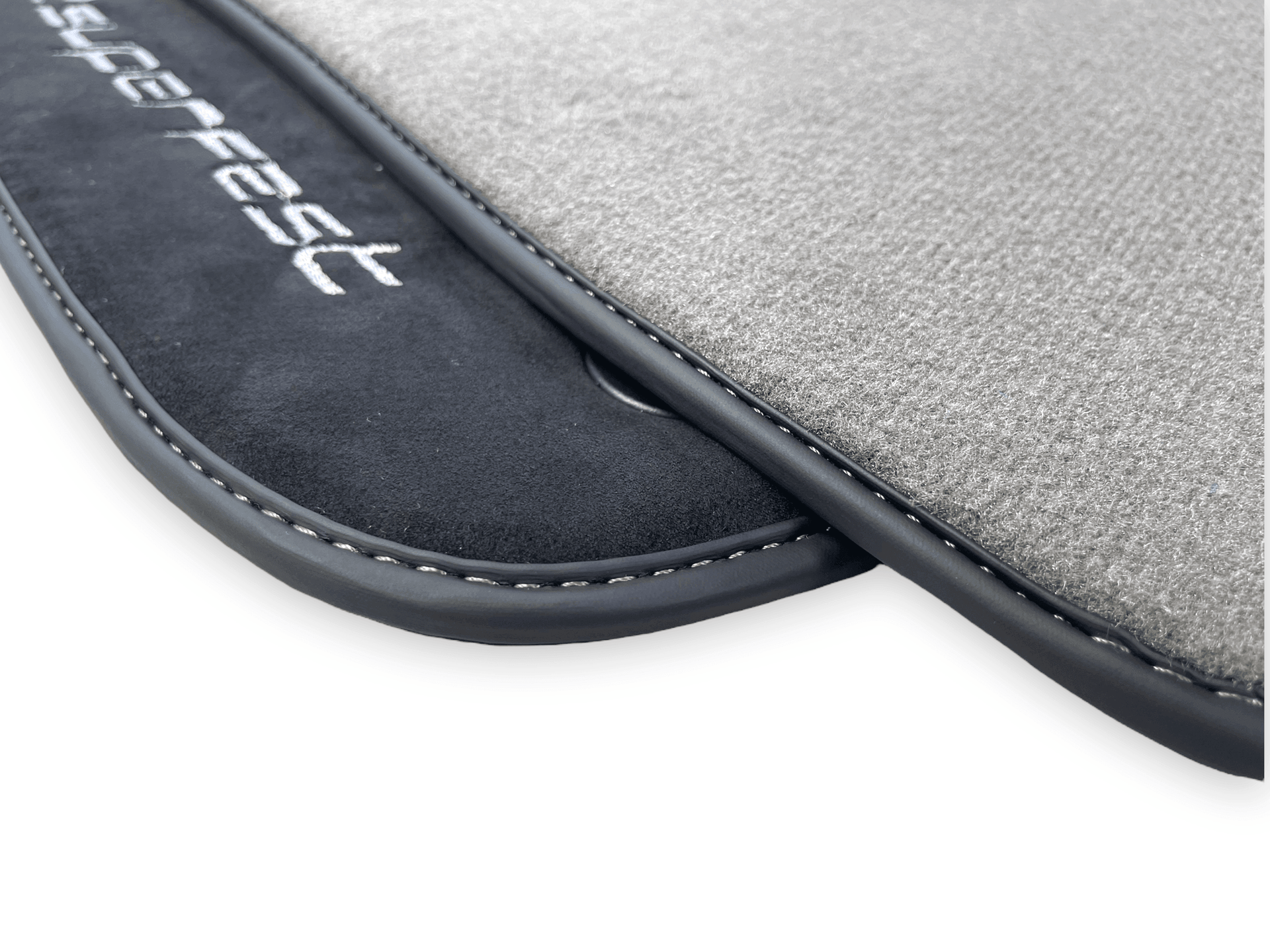 Gray Floor Mats For Ferrari 812 Superfast With Alcantara Leather - AutoWin