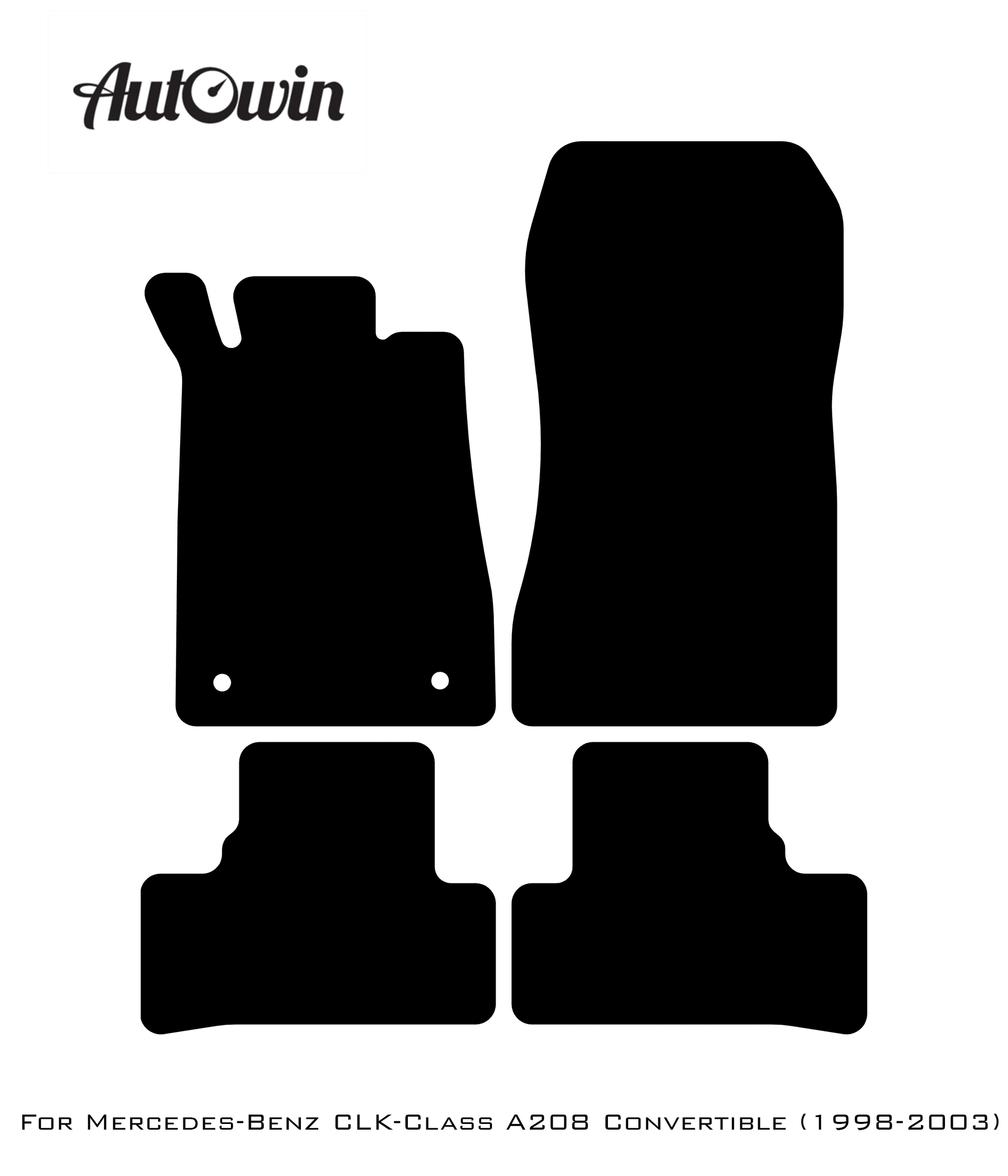 Gray Floor Mats For Mercedes Benz CLK-Class A208 Convertible (1998-2003) | Limited Edition - AutoWin
