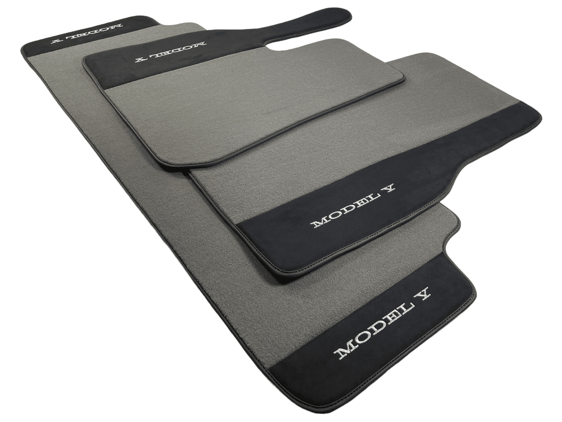 Gray Floor Mats For Tesla Model Y With Alcantara Leather - AutoWin