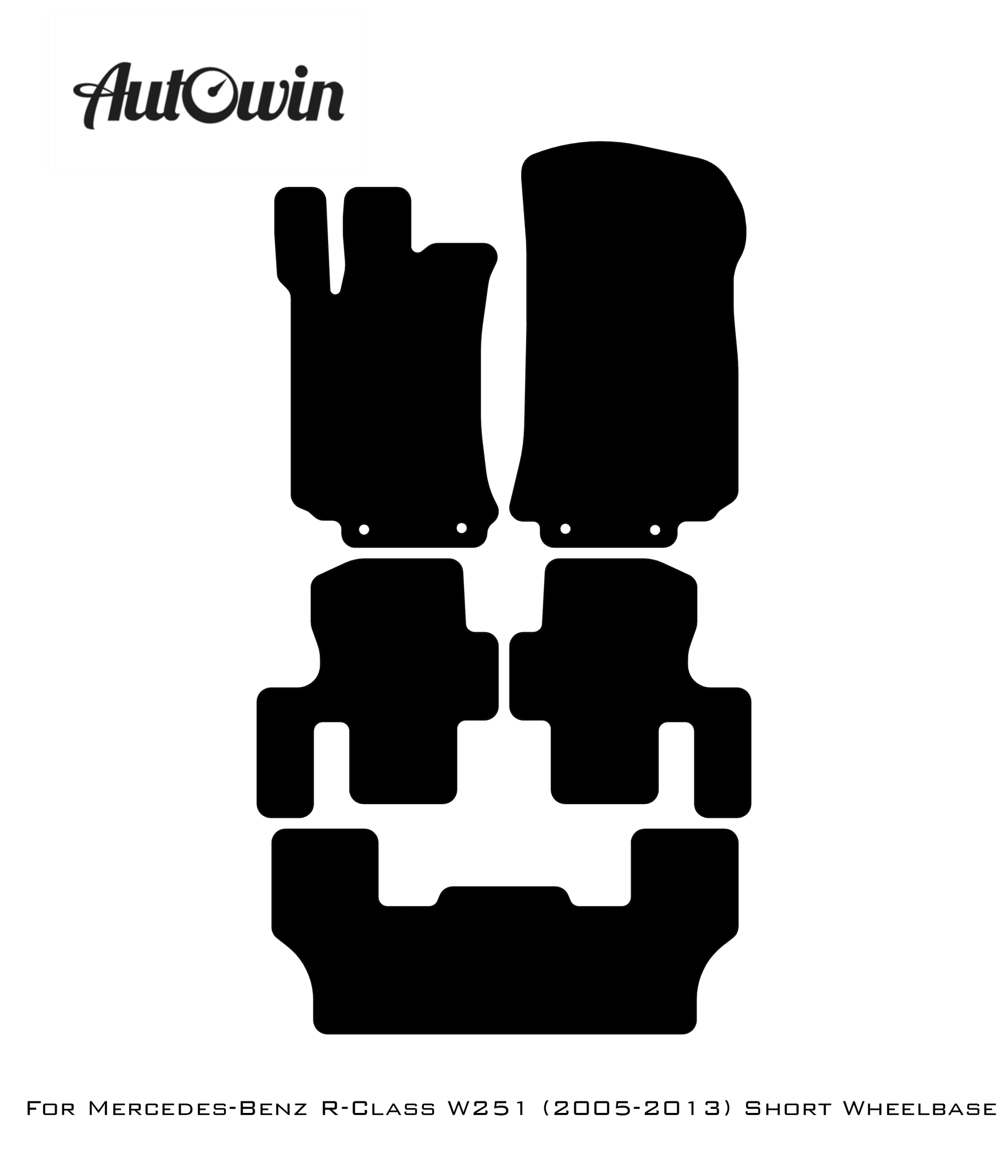 Gray Luxury Floor Mats For Mercedes Benz R-Class W251 (2005-2013) Short Wheelbase | ER56 Design - AutoWin