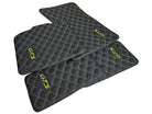 Leather Floor Mats for Porsche Cayenne GTS 2018-2023 Yellow Sewing - AutoWin