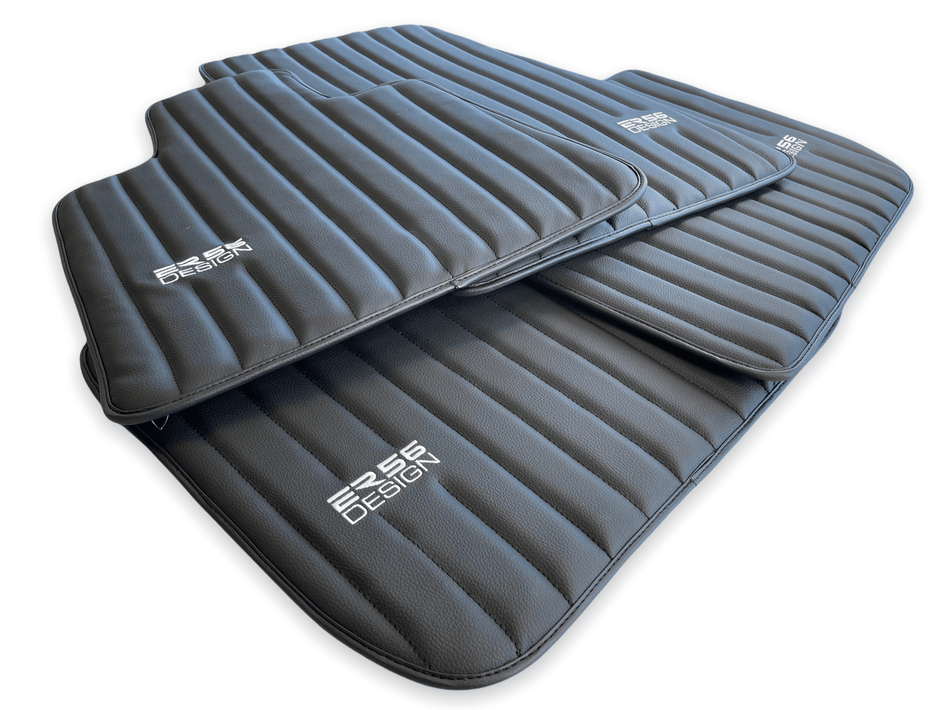 Black Leather Floor Mats for Rolls Royce Phantom VIII (2017-2024) ER56 Design Brand - AutoWin