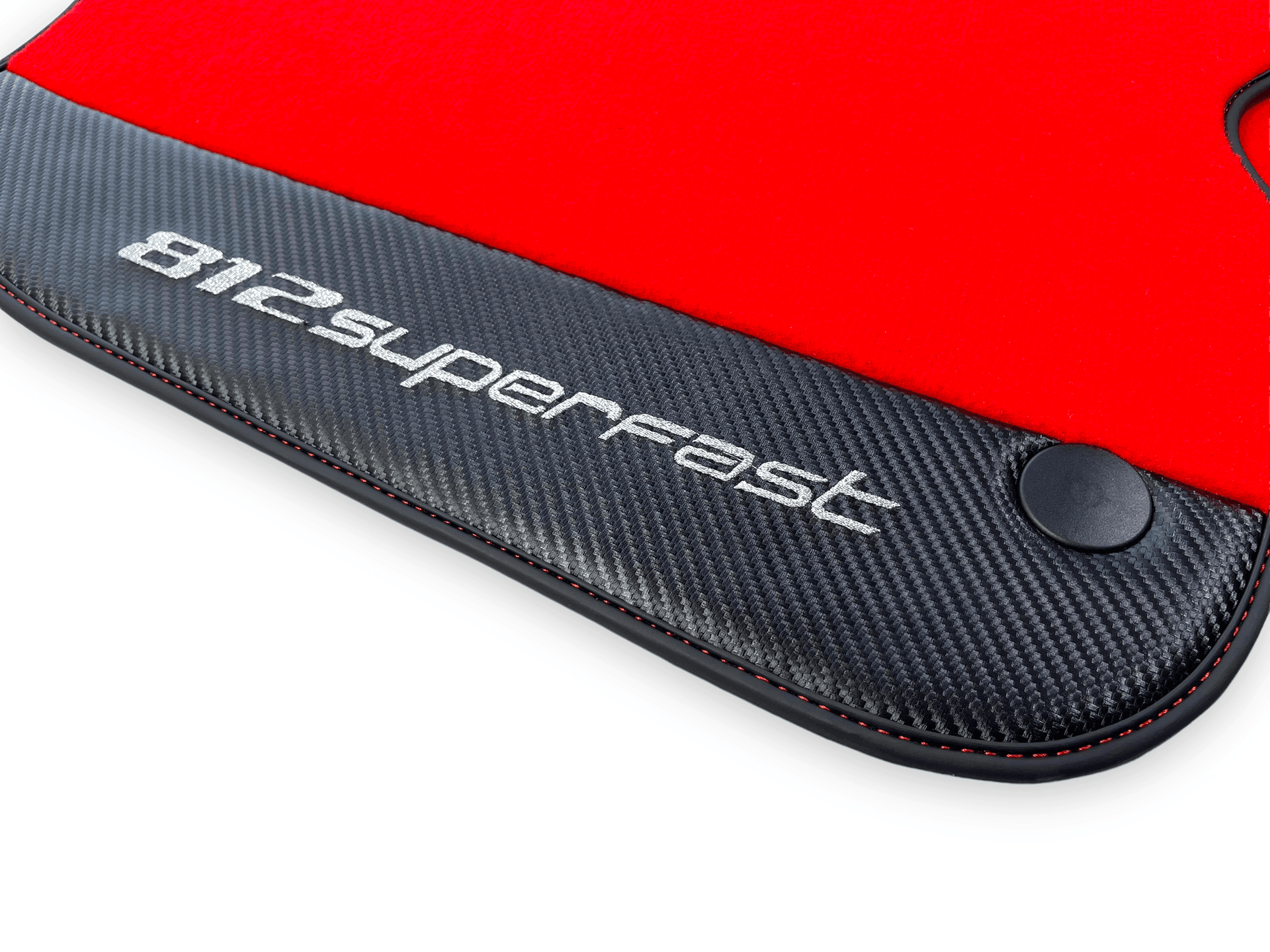 Red Floor Mats For Ferrari 812 Superfast With Carbon Fiber Leather - AutoWin