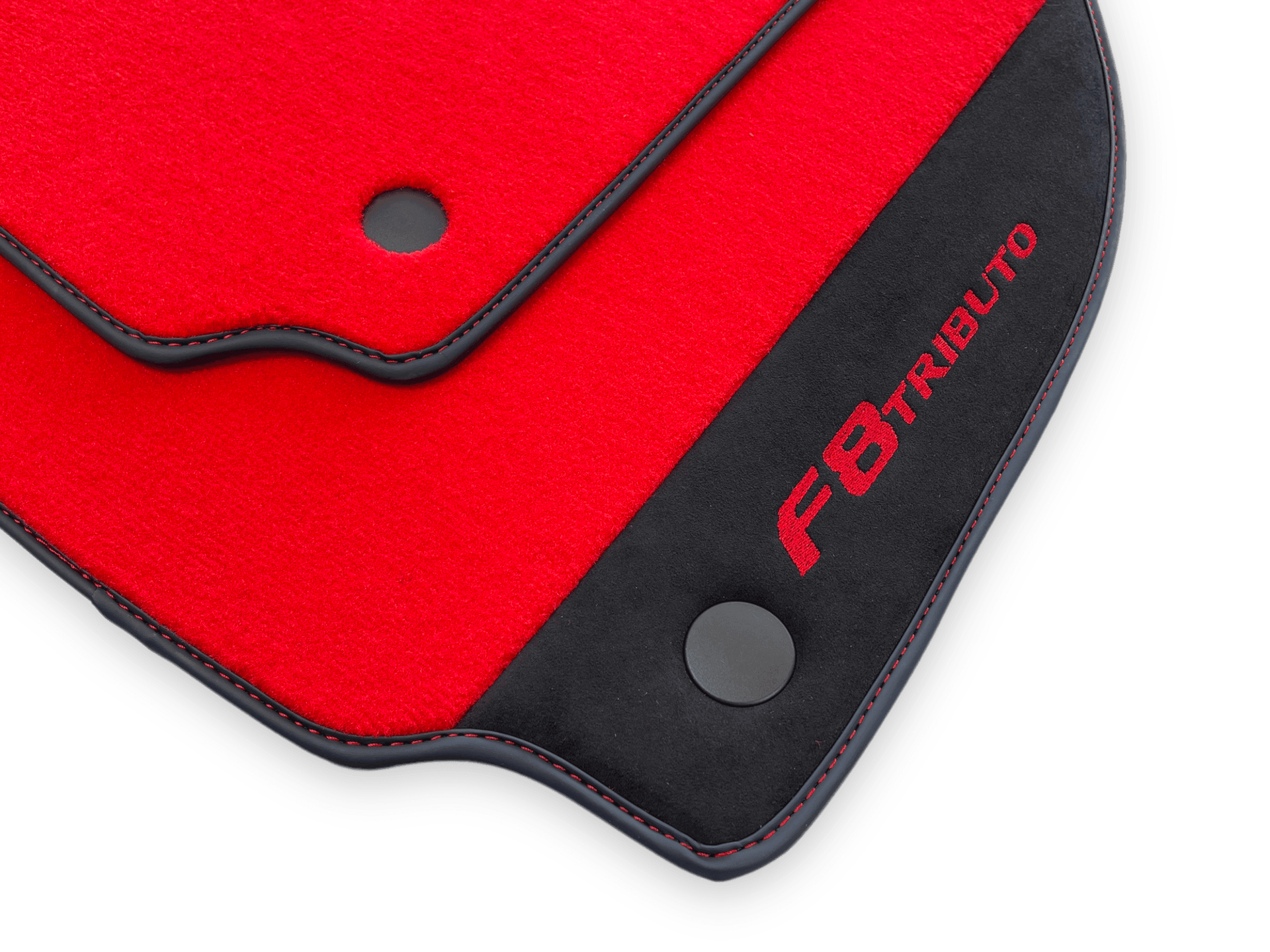 Red Floor Mats For Ferrari F8 Tributo 2019-2022 With Alcantara Leather - AutoWin