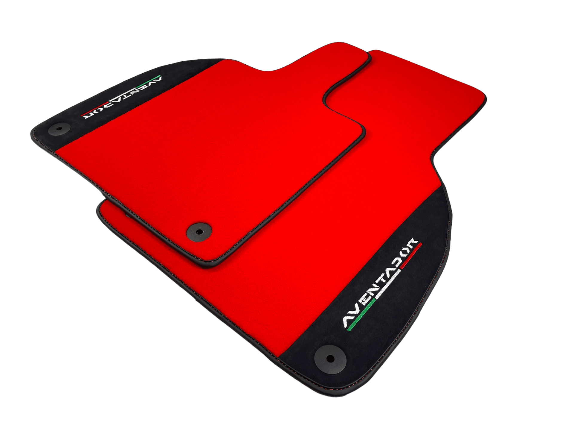 Red Floor Mats for Lamborghini Aventador With Alcantara Leather - AutoWin