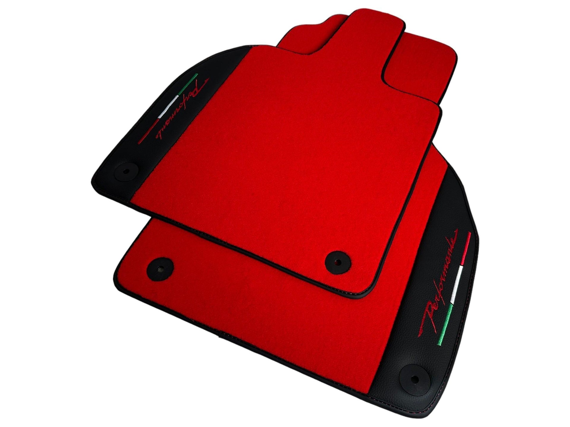 Red Floor Mats for Lamborghini Aventador With Black Leather - AutoWin