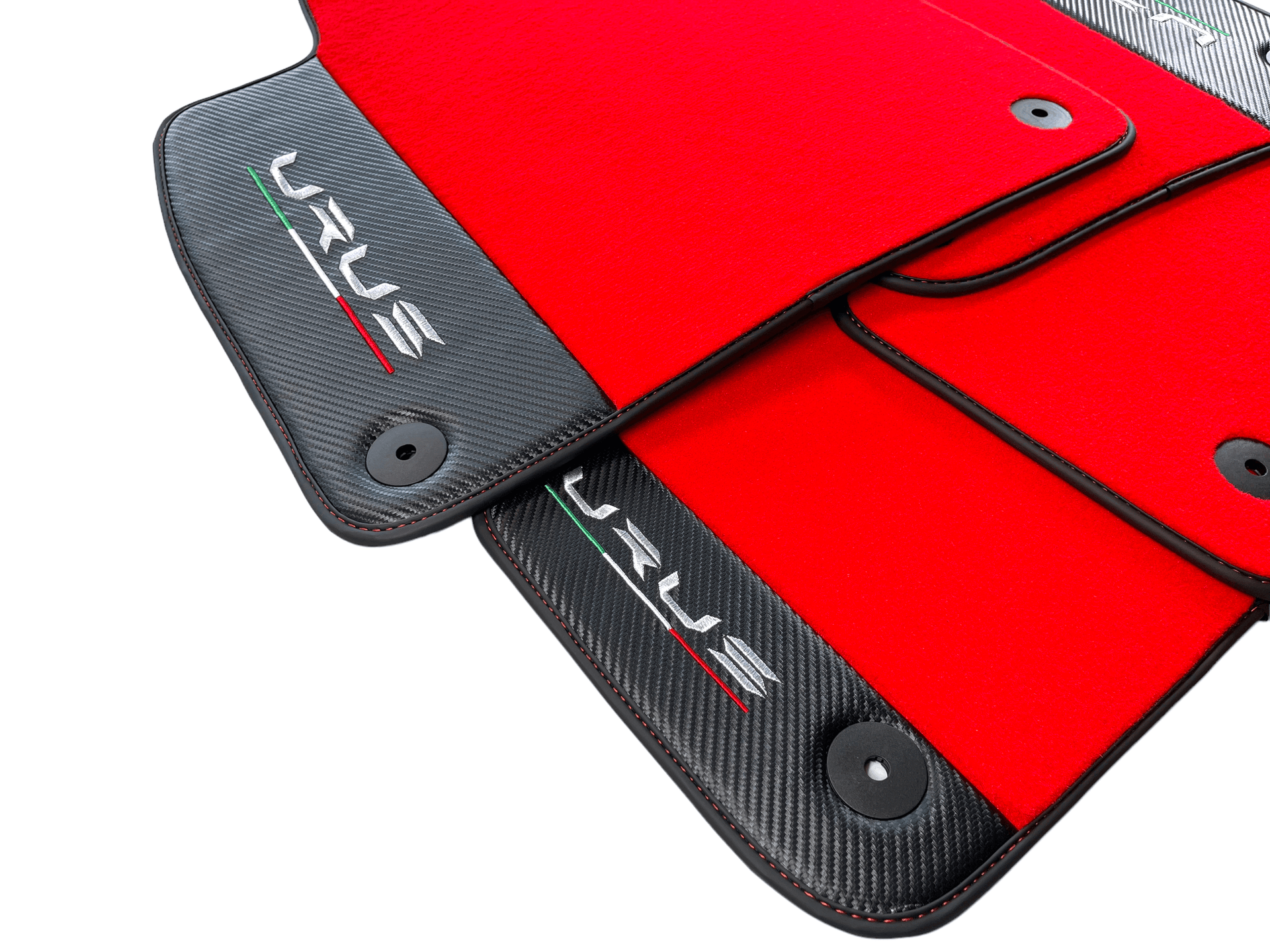 Red Floor Mats For Lamborghini Urus With Carbon Leather - AutoWin